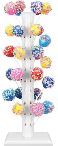 Sutowe Wooden Lollipop Stand 60 Holes Cake Pop Holder Decorative Lollipop Stick Holder Tree White Cake Pop Display Stand for Wedding Baby Showers Birthday Parties Anniversaries