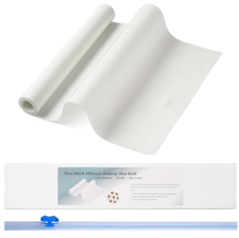 Silicone Baking Mat Roll 12in*6FT, Non Stick Macaron Silicone Baking Mats Silicone for Baking Sheets, Reusable Pastry Mat, Plastic Cutting Board mats (White)