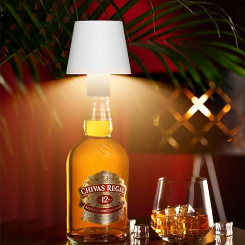 Howskys LED Kabellose Flaschenlampe, 3000k warmes Licht Dimmbare Flaschenlampe, 5200mAh Wiederaufladbare Akku Flaschenlicht mit USB-C, Aluminium, IP54 Wasserdicht, Weiß