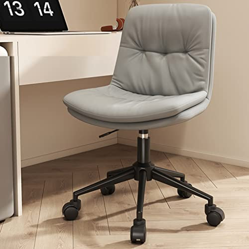 FLEPYHB Schreibtischstuhl für das Homeoffice, ergonomischer Stuhl, beige, Arbeitsstuhl aus PU-Leder mit mittelhoher Rückenlehne, Computerstuhl, ergonomischer Bürostuhl, Schreibtischstühle mit Rollen
