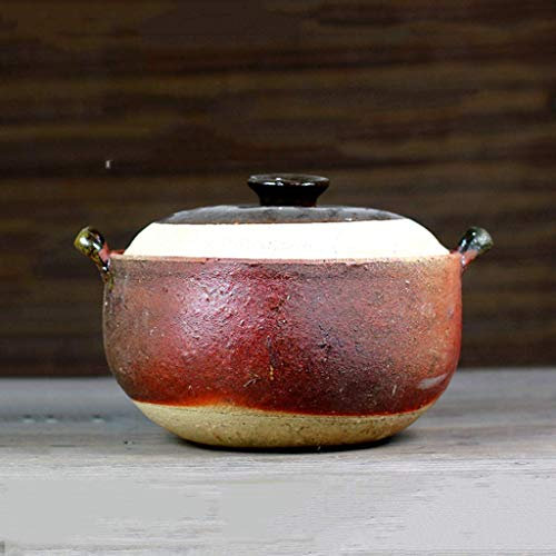 Schmortopf mit Deckel, Reiskocher, hitzebeständig, Gesundheitstopf, Hot Pot, Auflauf, Slow Cooker, Keramik-Kochgeschirr B 3 l (B 3L)(Brown)