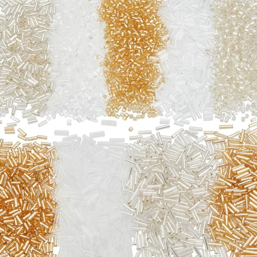 HOBBIESAY 2700 perline di vetro in 3 colori, 1-6 mm, dorate e argentate, con distanziali e perline sfuse, per creare gioielli