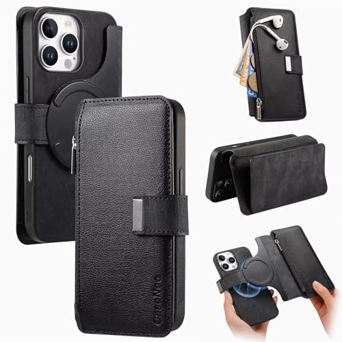 GoodcAcy Handyhülle Kompatibel mit Magnetische für Xiaomi 13T/13T Pro Hülle mit 15 Kartenfächer [Kompatibel mit MagSafe] Premium Leder Flip Stoßfeste Magnetische Brieftasche Schutzhülle,Schwarz