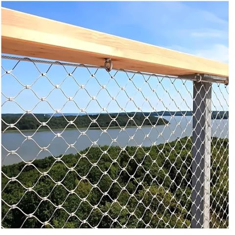 VXHCS 304 Edelstahl-Seilnetz, 8cm/1,5mm Flexibles Seil-Geländer-Netz, für Fußballplatz Zoo-Balkon, Anpassbar (0.8x15m)