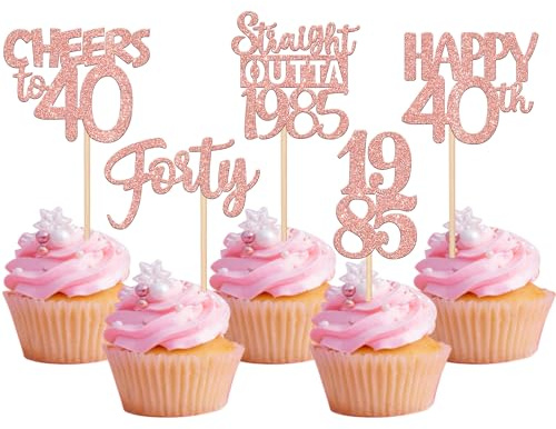 SYKYCTCY 30 Pack Happy 40th Birthday Cupcake Toppers Straight Outta 1986 Forty Awesome Since 1986 Cupcake Picks 40 Fabulous Cake Decorations for 40th Birthday Anniversary Party