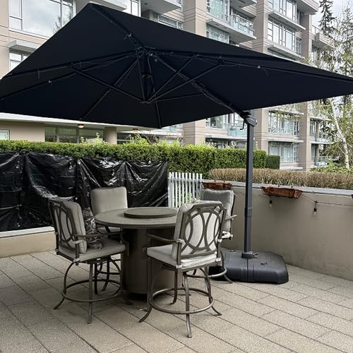 PURPLE LEAF Parasol déporté 3 x 3 m Carré, Contrôle de la Hauteur en Douceur, Sans Butée Fixe, Parasol De Jardin Extérieur, 8 Baleines Métalliques Robustes, Pour Terrasse, Piscine, Patio, Gris acier