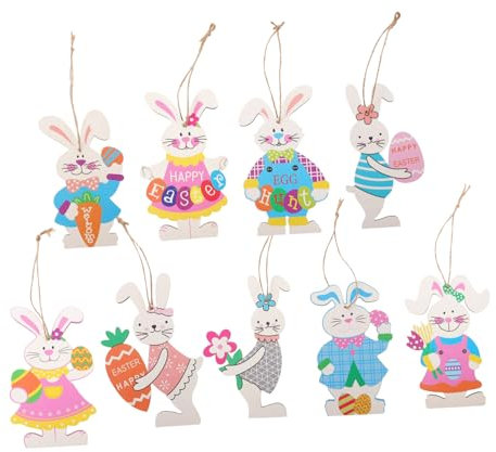 IMIKEYA 9St Osterschmuck Hausdekoration Deck im Freien Girlande Türklingel geldgeschenke Ostern Easter Living Room Decoration Festival hängendes Schild Ostern Tür hängen hölzern