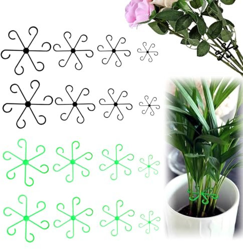 FENQURO Soporte Plantas Trepadoras 16 Piezas Clips de Soporte para Plantas Fijación para Plantas Negro Tutores para Plantas Trepadoras Plantas en Maceta, Anémonas, Tomates, Hortensias