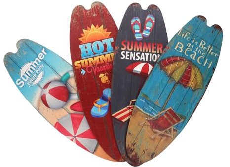 VINTORKY 4stücke Surfbrett-verzierung Aus Holz Stil Wohndekor Holzhandwerksdekoration Für Schreibtisch Regal Und Schrank Ornament Stil Für Haus Und Geschäft