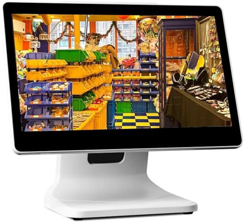 aallwwsso Systèmes de Point de Vente PC à écran Tactile de 15,6 Pouces pour Petites Entreprises, système de Point de Vente de Caisse enregistreuse à écran Tactile Intelligent Tout-en-Un