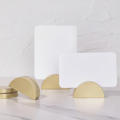 UNIQOOO 10 Set 2 Arch Gold Birch Wood Stand with Cards |1.2mm Slot, for Name Cards, Place Card Holder, Photo Display Stand | for Event Decor, Retail Shop, Cafe Restaurant Menu, Business Card, Name Tag