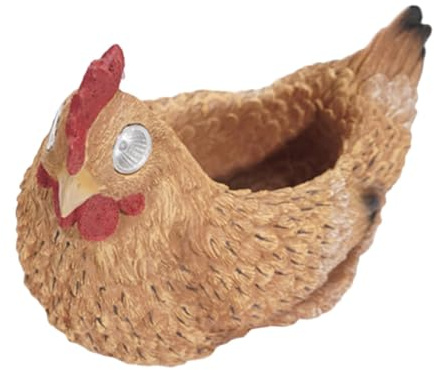 ANDRESLAD Solar Hen Light Adorable Resin Chicken Decor for Garden Flowerpot Illumination Outdoor Patio Decoration for Mother Day and Birthdays