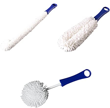Kueohse Juego de 3 cepillos de limpieza para decantador de vino, limpiador de copas de vino flexible para copas de champán, copas de champán