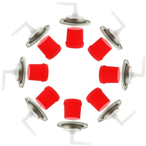KOMBIUDA Lot de 10 Vannes à Gaz Compactes en Plastique avec Capuchon Rouge pour Réservoirs de Gaz, Légères Allumage, pour Activités en Extérieur