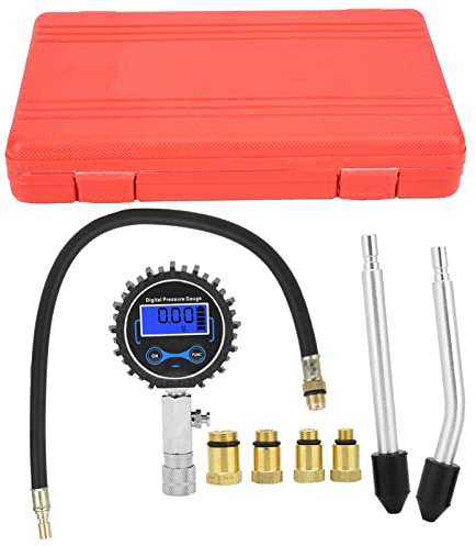 Ejoyous Motorcylindertrycksmätare Digital Compression Tester Kit 4 Switchable Units LCD -skärm för Bilar Motorcyklar med Batterivarning Deflatable Design