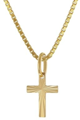 trendor Kreuz-Anhänger 333 Gold Mit Vergoldeter Silberkette für Kinder | zeitloses Schmuckstück für Kids, zauberhafte Geschenkidee