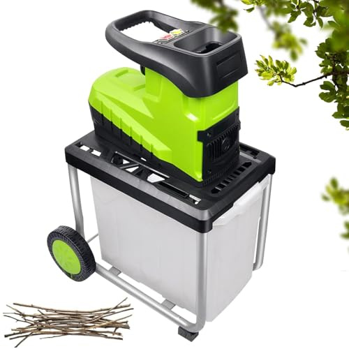 Electric Garden Shredder, 2800W Heavy Duty Wood Chipper with 5000RPM, Max Cutting Diameter 4.5cm for Yard Cleanup and Composting, 60L Collection Bag
