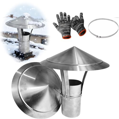 Chimney Cowl 304 Stainless Steel Chimney Cap, 50-300mm Round Roof Rain Cover Stove Pipe Topper Fireplace Exhaust Caps, Flue Pipe Rain Cover(70mm/2.75in)