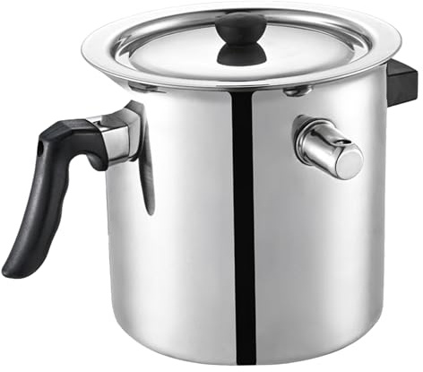 Olla para leche de acero inoxidable de doble pared, 1, 5 L, con asa y tapa, ollas pequeñas para cocinar