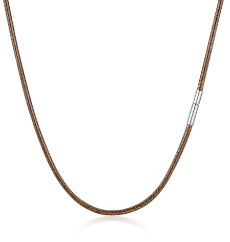 TempBeau Leder Halskette Männer Lederkette Damen - 1/2/3MM Lederkette mit Verschluss aus Edelstahl für Herren Frauen, 40/45/50/55/60/65/70/75CM Lederhalsband Männer für Schwimmen Surfen Tauchen Baden
