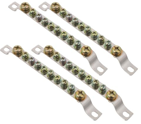 Kisangel Morsettiera a Barra di Terra in Rame Massiccio 10 Terminali 4 Pezzi Barra Neutra per Quadri Elettrici Resistente Alte Temperature Connettore a Blocco per Cablaggio Industriale e