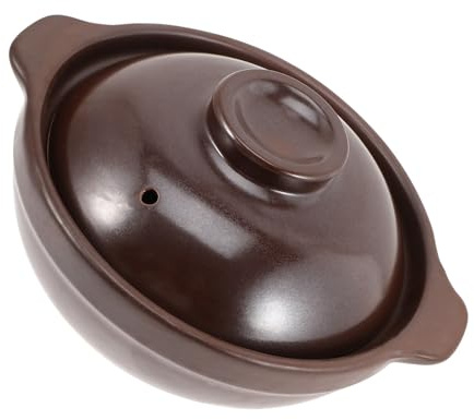 SOLUSTRE Cazuela Pequeña Tapa para Cocinar, Olla de Barro de Cerámica Resistente a Altas Temperaturas, Utensilio de Cocina Casero para Estofados y Sopas, Adecuado para Uso Doméstico