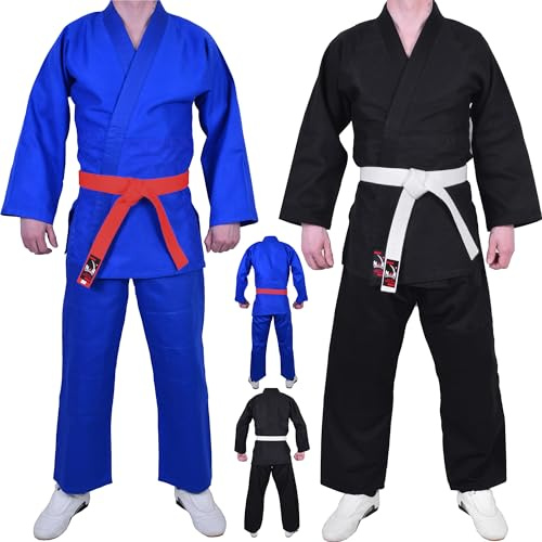MAR | Lightweight Judo Uniform, Blue Judo Suit, Martial Arts Uniform, Judo Gi Adult, Judo Suits for Kids, BJJ, Aikido Suit (370g) + FREE Judo Belt (2/150cm)
