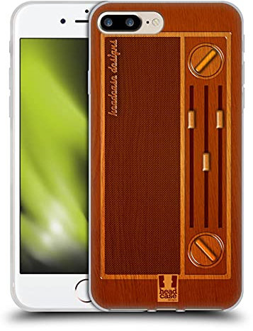 Head Case Designs Radio D'époque Gadget en Bois Coque en Gel [Protection de Qualité Militaire] Compatible avec Apple iPhone 7 Plus/iPhone 8 Plus Et Compatible avec MagSafe