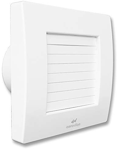 QA100HTBB de Aerauliqa – Aspirador axial diámetro 100 mm – 11 W – 83 m3/h – código PQA0002Q – con aletas internas automáticas y sensor de humedad temporizado