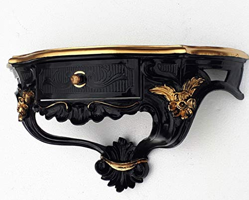 artissimo Console murale avec tiroir - Style baroque - Décoration murale - Style antique - CP84 - Noir et doré