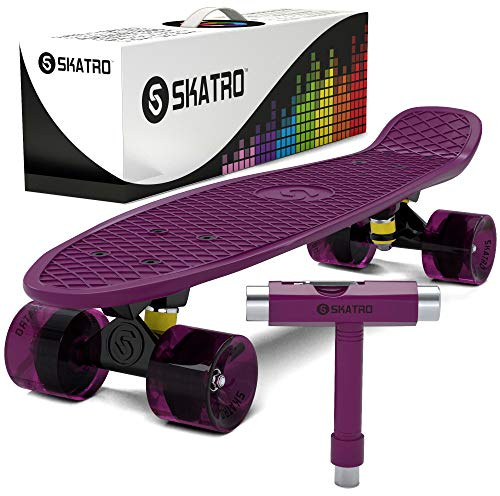 Skatro - Mini Cruiser Skateboard. 22x6 pollici Retro Style Plastic Board viene fornito completo