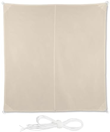Relaxdays Sonnensegel quadratisch, wasserabweisend, UV-Schutz, mit Spannseilen, Terrasse, Balkonsegel BxT 3 x 3 m, beige