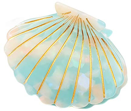 Damen-Haarkralle aus Acetat, Muschelform, modische Haarnadel, Zubehör für halbe Hochsteckfrisuren (Grün)