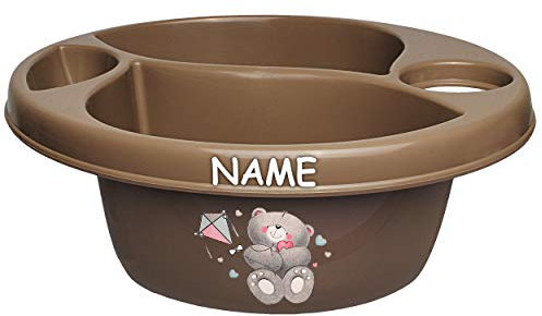 alles-meine.de GmbH Waschschüssel/Kinderwaschbecken - braun - Dunkelbraun Tiere - Teddybär - Teddy inkl. Name - Bieco - 3 Kammern - Baby - Putzeimer - Windeln Wickelschüsse..