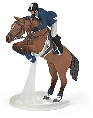 Papo -Figuras pintadas a Mano -Caballos y Potros -Caballo de Salto con su jinete-51562-Coleccionable -para Niños y Niñas de 3 Años o Más