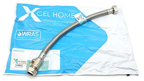 1 x WRAS Approved 300mm 15mm Compression with Isolation Valve x 1/2 Flexible Pipe Connector Stainless Steel Braided