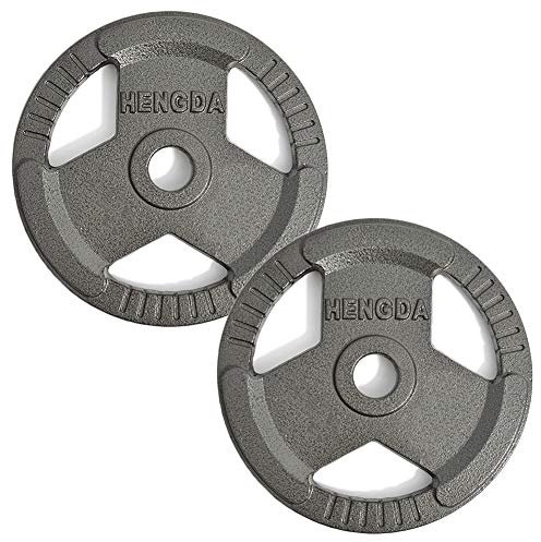 1 Paar Langhantel Gewichtsplatte, Gusseisen Langhantel Gewichtsscheibe, 3-Loch Handplatte, Herren Fitness Langhantel Zubehör,50mm-Hole,1-Pair(20kg)