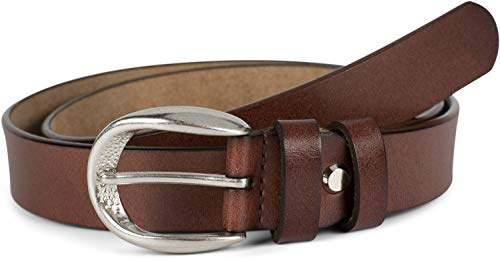 styleBREAKER Unisex Echtleder Gürtel Schmal Rindsleder Glatt | 2,8 cm breit, geprägte Schnalle, leicht kürzbar, ideal für Jeans oder Anzug, langlebig, 5 Löcher für individuelle Passform.