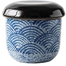 TONGTONG Japanischer Stil Keramik Gulaschtopf mit Deckel Dampf Suppenschüssel Dampfbecher für Zuhause Küche gedämpftes Ei Dessert Heilkräuter Vogelnest Tonic Wasserfest Suppentöpfe #11