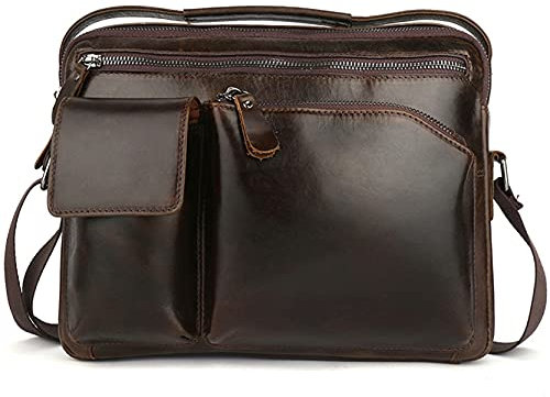 Herren Schultertasche Umhängetasche Handtaschen, Herren Tablet Sleeve Tote Aktentasche Echtes Leder Schulter Messenger Bag Business Casual Crossbody Tasche Arbeit Handtasche Satchel Tablet Messenger C