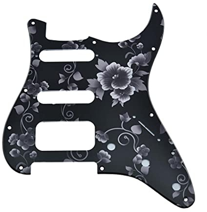 Dopro 11-Hole Strat HSS Guitar Pickguard 2-Screw Humbucking Pickup Mount for American FD Stratocaster Flower Pattern