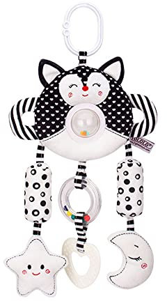 ECCHY Baby Spielzeug, Schwarz und Weiß Hängende Spielzeug Kinderwagen Kinderbett Spielzeug Plüschtier mit Glöckchen, Tier Hängen Babyspielzeug für Neugeborene Junge Mädchen ab 0 Monate