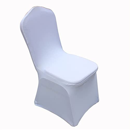 FJZFXKZL Stuhlhussen, 50 Stücke Weiße Stuhl Deckt Spandex Stuhl Schiebercover Verdickte Elastische Hülse for Hochzeit Banquet Hotel Speiseparty Stuhlbezug
