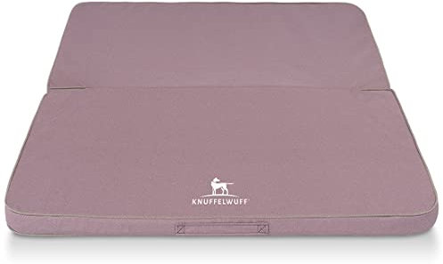 Knuffelwuff Faltbare Reisematte Orthopädisch Tacoma Hundematte aus Velours mit Handwebcharakter 100 x 80cm Rosa - Abnehmbarer Bezug - waschbar - für große, mittelgroße und kleine Hunde