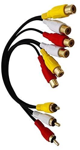 MOOKEENONE 30 cm 3 RCA Maschio Jack a 6 RCA Femmina Spina Splitter Audio Video Av Cavo Adattatore