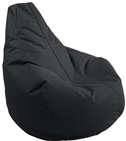 AD.CON Sacco da gioco per interni ed esterni con imbottitura di perle EPS, pouf, poltrona relax, cuscino per seduta, cuscino da pavimento, Bean Bag da 225L (Nero)