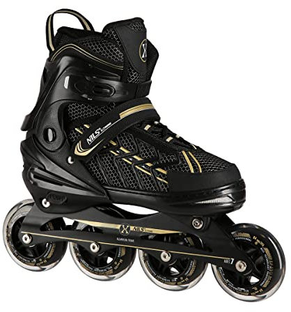 Nils Extreme Inliner Herren Damen Inline Skates für Erwachsene ABEC7 Größenverstellbare Fitness Skates (Schwarz-Gold, 39-42), NA1128A