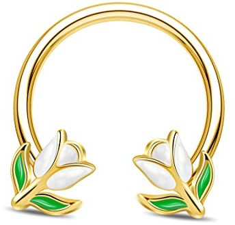 Jewseen Boucles D'Oreilles Cartilage Daith Piercing Bijoux Tulipes Septum Anneaux Nasal 316L Acier Chirurgical Horseshoe Helix Hoop Tragus Femmes Cadeau Or Blanc