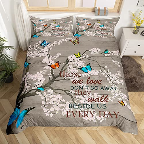 Set di biancheria da letto con motivo a fiori di pesco, per bambini, con farfalle, in legno marrone, per camera da letto e ragazze, per letto singolo, con 1 federa