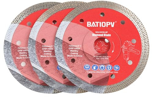 BATIOPV Diamant Trennscheibe 125 mm, Diamantscheibe Extra Dünne. für Schneiden von Feinsteinzeug, Granit, Marmor, Keramik(3 Stück)